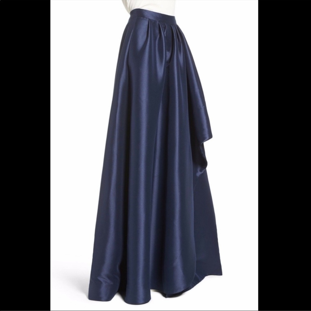 Eliza J navy blue cascade ball skirt and white top set (selling skirt and top)